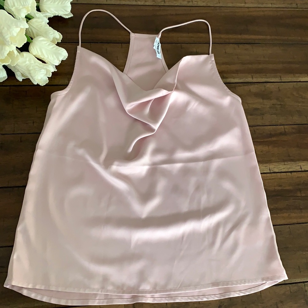 Express Pink Satin Cowl Neck Cami XS